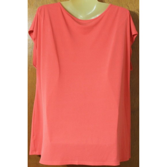 Lane Bryant Sleeveless Top Side Gathers Plus Sz 22/24 Orange Knit Blouse GUC - Picture 5 of 5